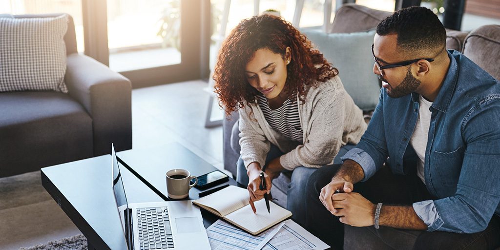 couple going over finances and budget